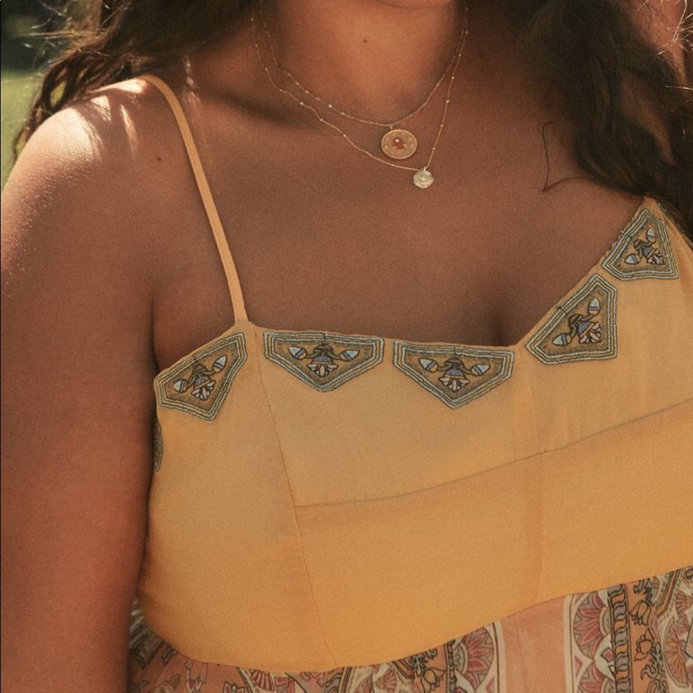 NWT Anthropologie + orange mixed print maxi dress - Picture 9 of 10
